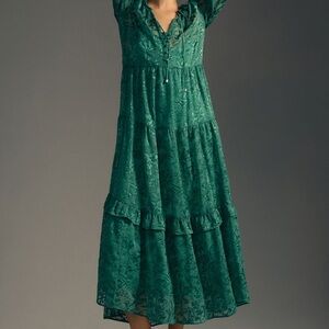 Anthropologie Sheer Satin Maxi Dress